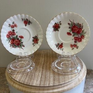Pair of Royal Albert's 'Centennial Rose' Saucers